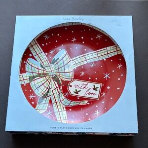 NIB Vera Bradley Festive Red Cookie Plate with Bow Design